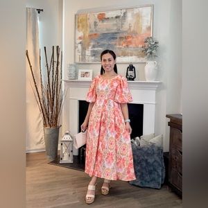 PUFF SLEEVE ITALIAN SILK DRESS